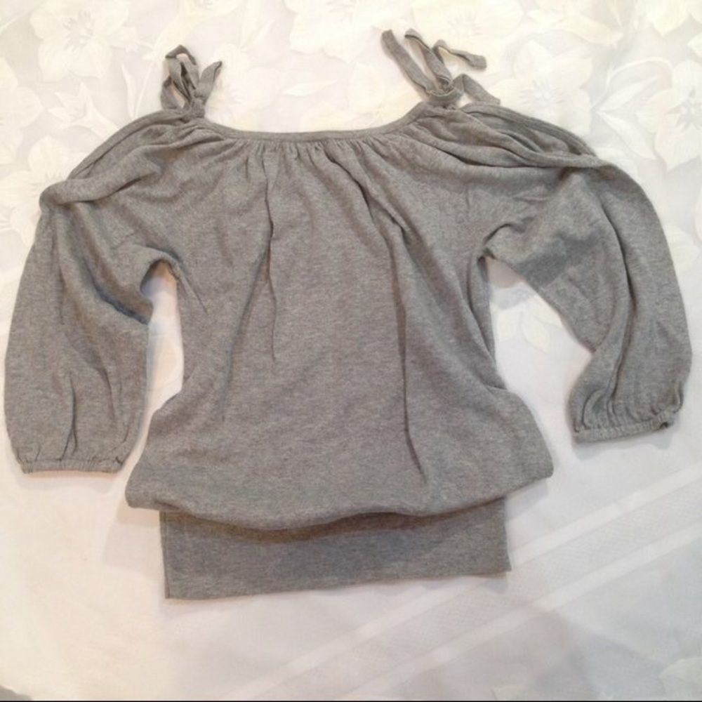 Cache Heather Gray 100% Cotton Cold Shoulder Top - Picture 2 of 6
